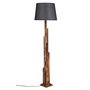 Opviq Lámpara de Pie de Madera con Pantalla de Tela Marrón y Negro